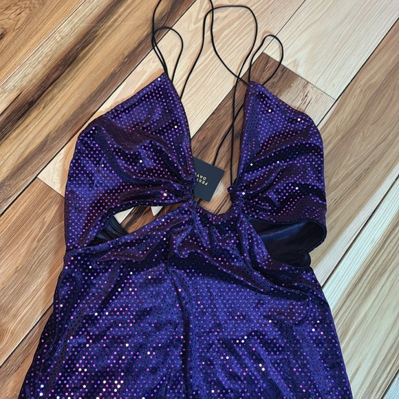 ZARA Sequin 'Festive Days' Strappy Cut Out Mini Dress - Picture 2 of 4